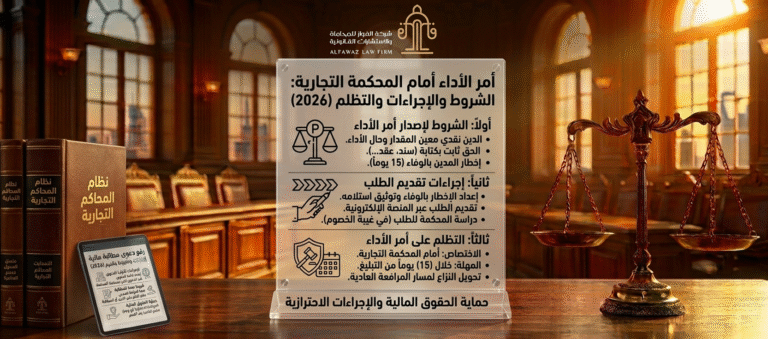 أمر الأداء أمام المحكمة التجارية: الشروط والإجراءات والتظلم